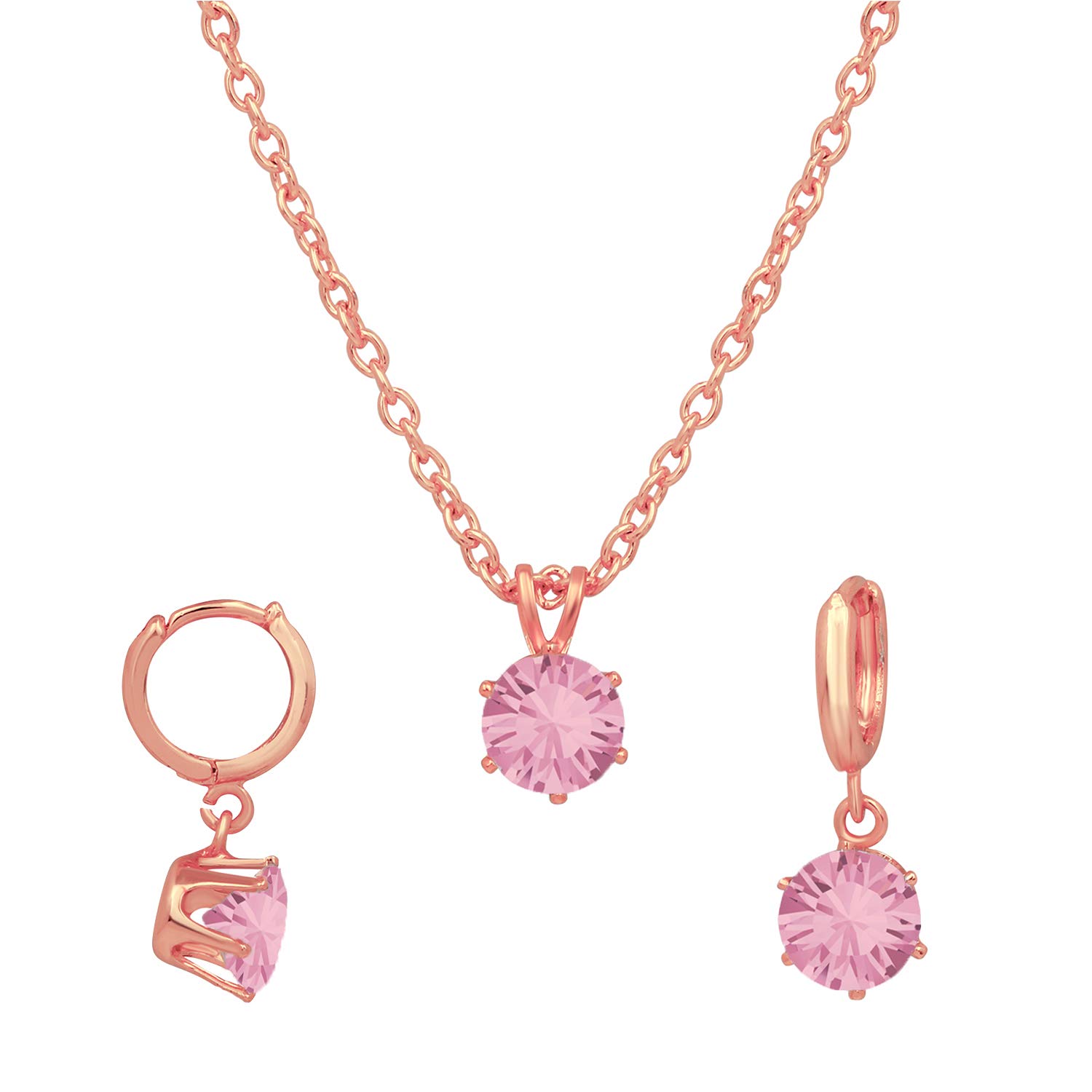 Mahi Rose Gold Plated Solitaire Pink Round Crystal Pendant Set for Women (NL1103779ZPin) (B08WLWK97K) Amazon Price History, Amazon Price Tracker