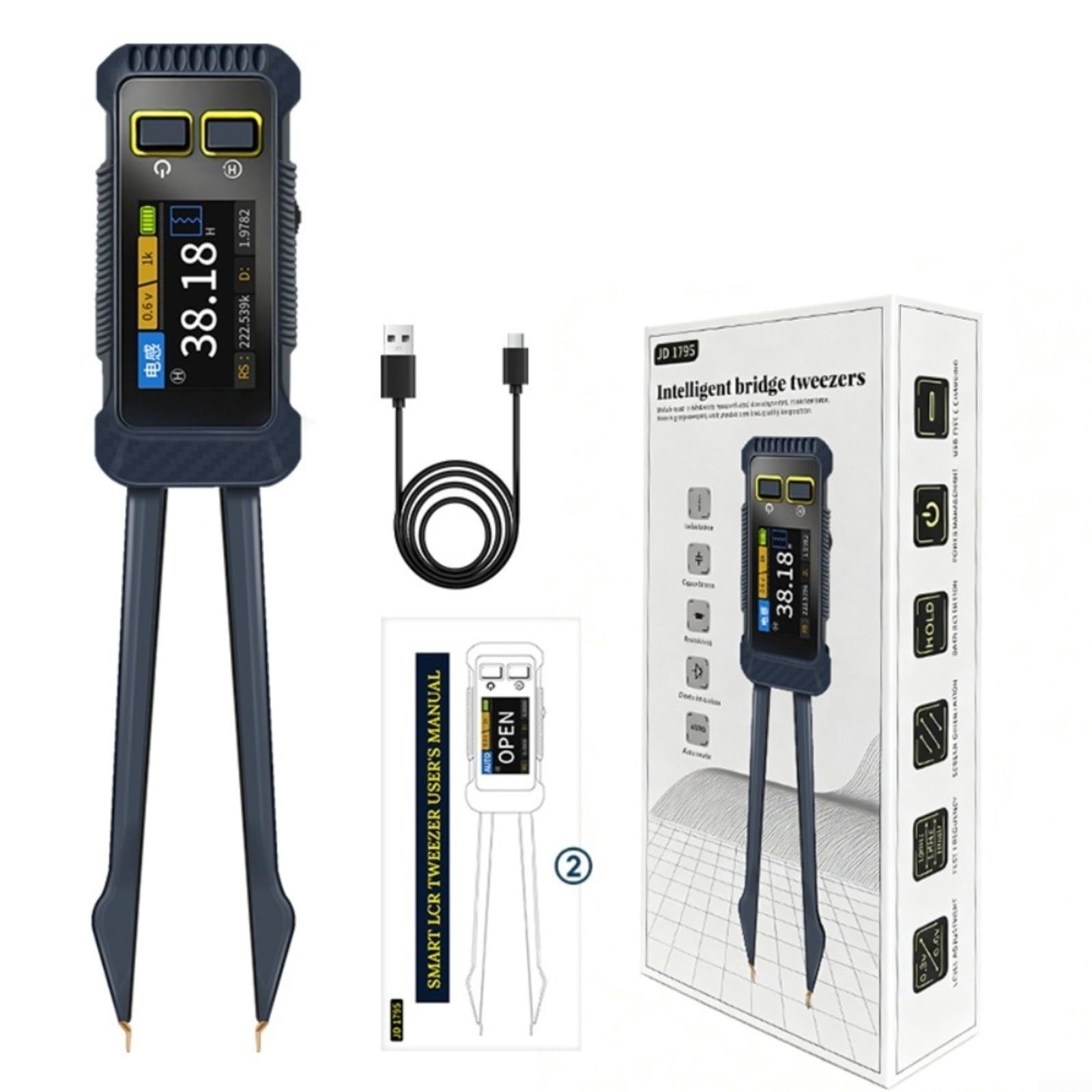 JD-1795 LCR-Multimeter Mit Präzisionsmessung Für Widerstand Kapazität Und Induktivität Von Für SMD-Bauteilen Tragbares Design Mit Typ-C-Ladefunktion