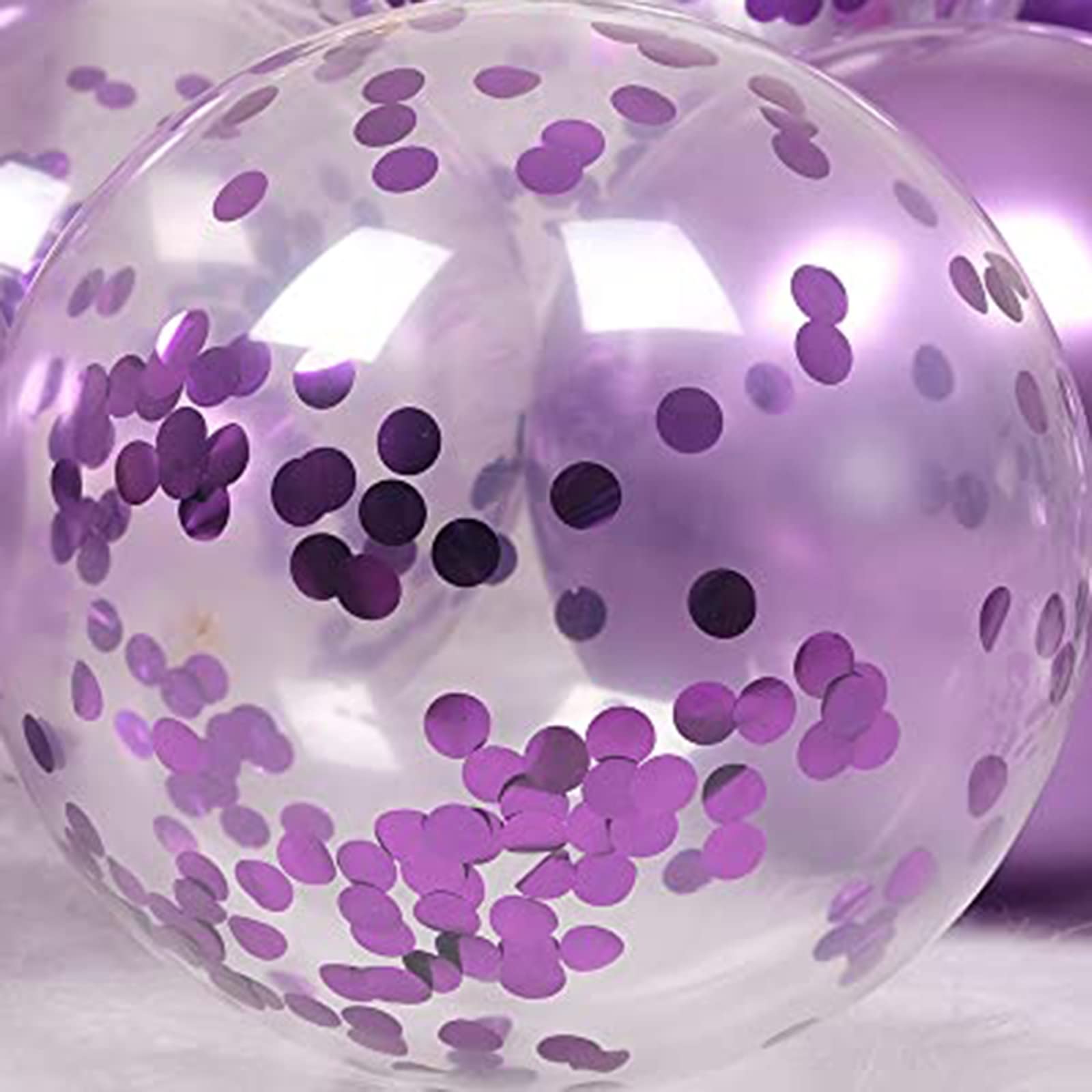KIRIKOU Pack of 24 Pieces Confetti Balloons 12 Inch Latex Party Balloons for Party Decorations, Wedding, Engagement, Bridal, Birthday and Shower(Purple)