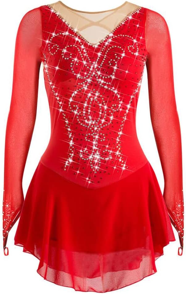 Ice Competition Skating Clothing for Girls Women's Figure Skating Dress Handmade Training Dresses Stretch