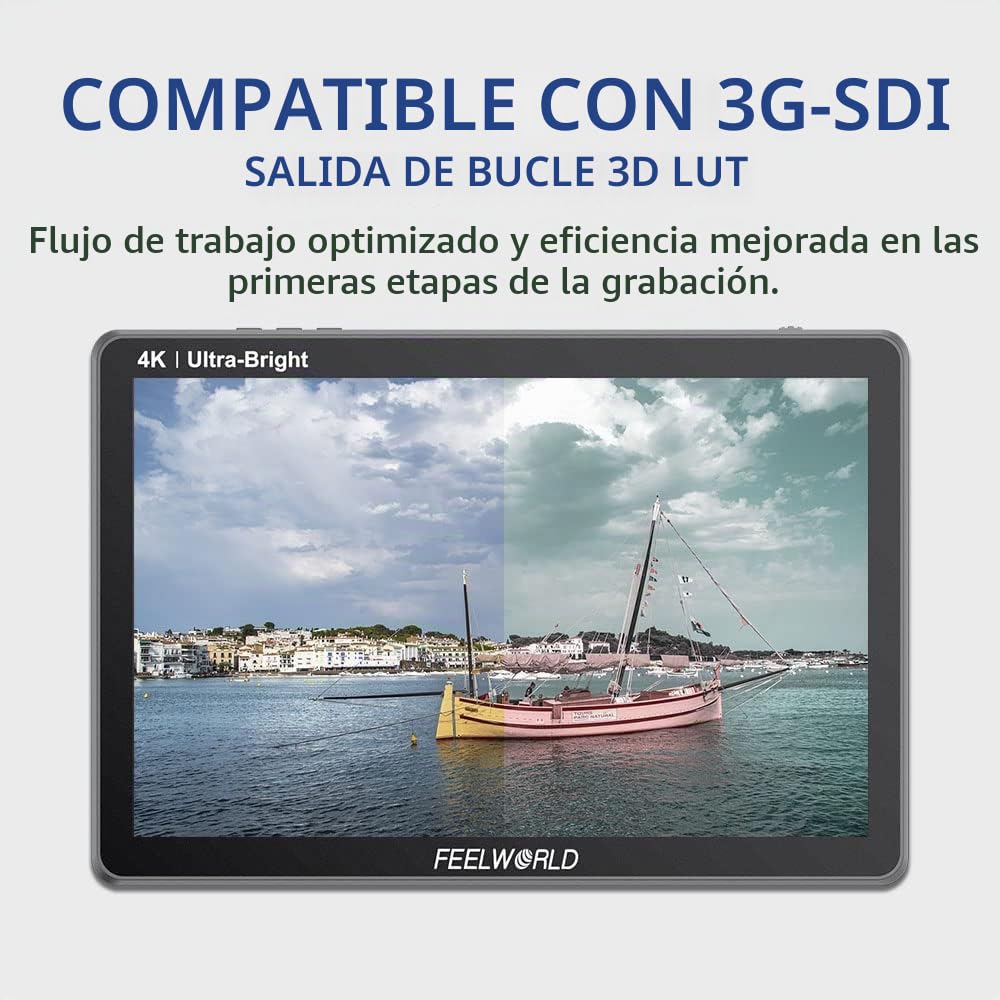FEELWORLD LUT11S 10,1 Pulgadas Monitor de Campo de Cámara Pantalla Táctil 3D LUT 2000nit Ultra Brillante 1920X1200 3G-SDI 4K HDMI Salida de Entrada con Fuente de Alimentación Externa F970