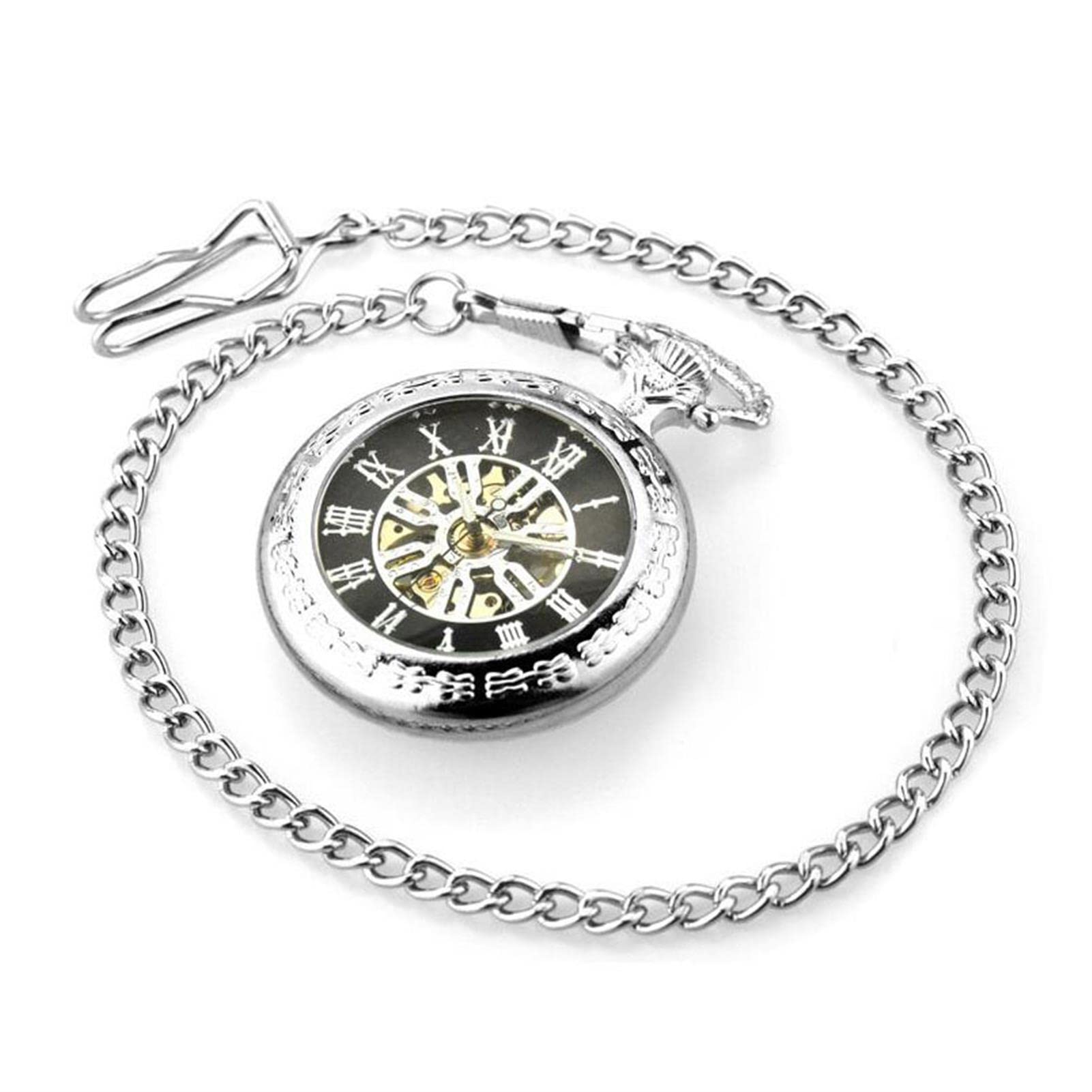 Zegarki kieszonkowe, Męskie zegarki kieszonkowe w stylu vintage(Silver)