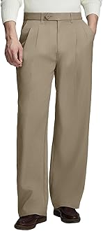 Susclude Mens Casual Dress Pants Old Money Pleated Baggy Wide Leg Vintage Relaxed Fit Slacks Work Office Trousers