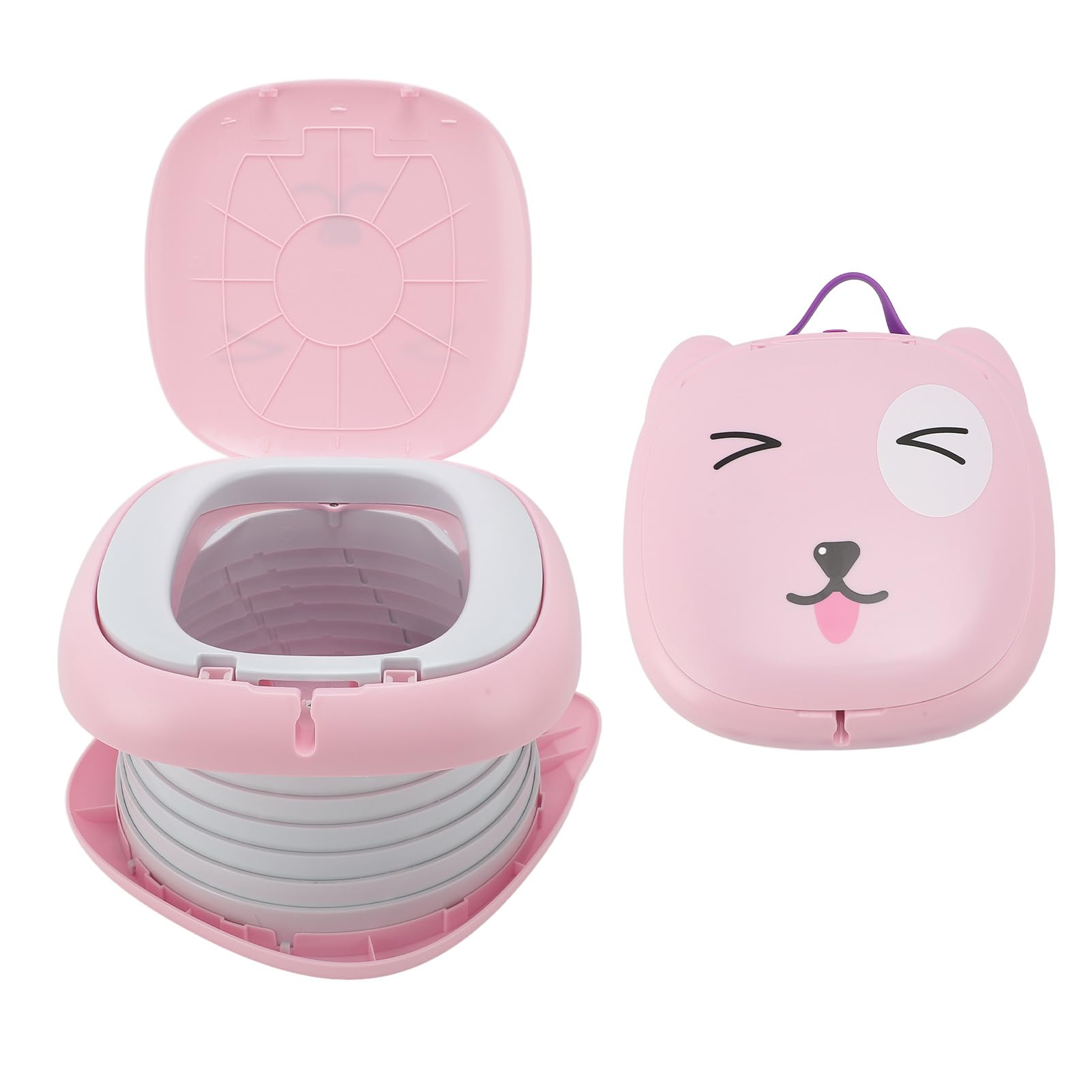 Vasino pieghevole per WC per bambini con borsa portaoggetti WC pieghevole per addestramento al vasino per viaggi in campeggio in auto (Rosa)