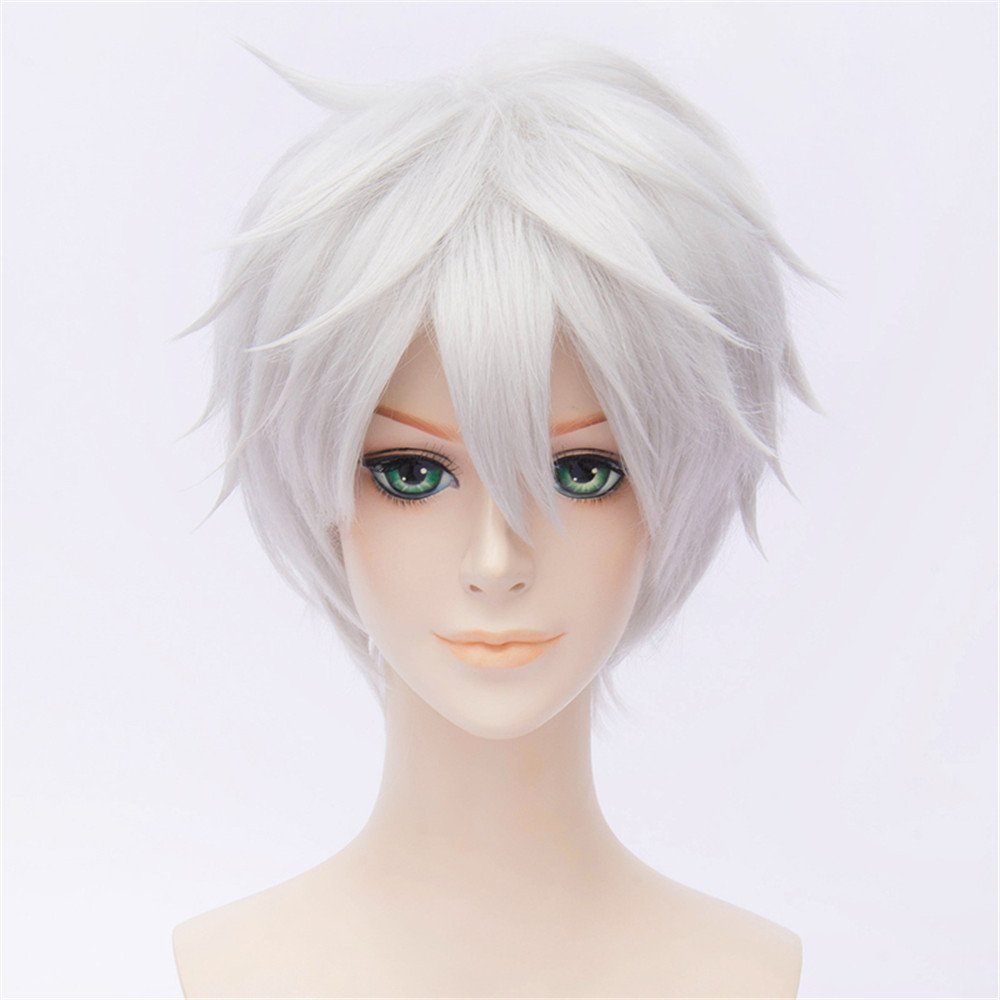 LanTing Cosplay Wig Touken Ranbu The Sword Dance Nakigitsune Silver White Wigs Corta Styled Frauen Cosplay Party Fashion Anime Human Costume Full wigs Synthetic Haar Heat Resistant Fiber
