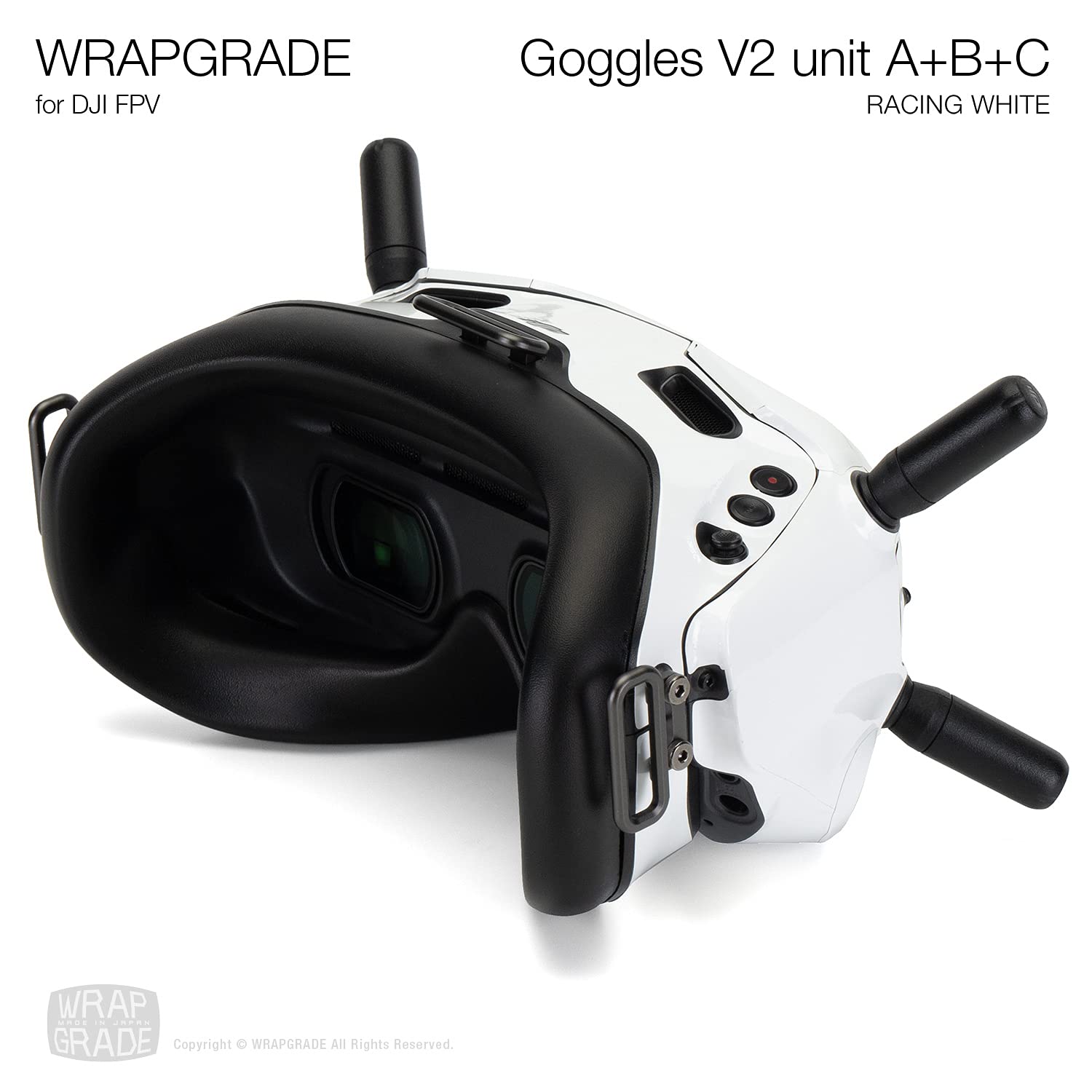 WRAPGRADE Skin Compatible with DJI FPV | Goggles V2 (Racing White