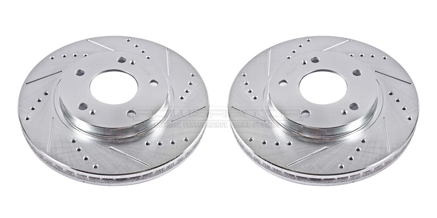 Power Stop JBR966XPR Front Evolution Drilled & Slotted Rotor Pair For Chrysler Sebring, Dodge Stratus, Mitsubishi Eclipse, Mitsubishi Galant, Mitsubishi Lancer, Mitsubishi Outlander [Model Specific]