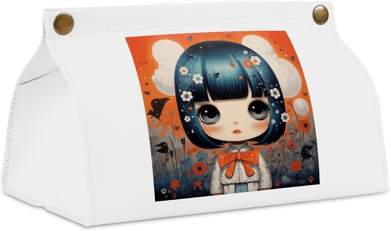 Anime Pictures Tissue Box Cover Tissue Box Holder PU Leather Tissue Box Cover Rectangle Tissue Box Covers Tissue Box Cover Square Tissue Cover for Bathroom Car Office
