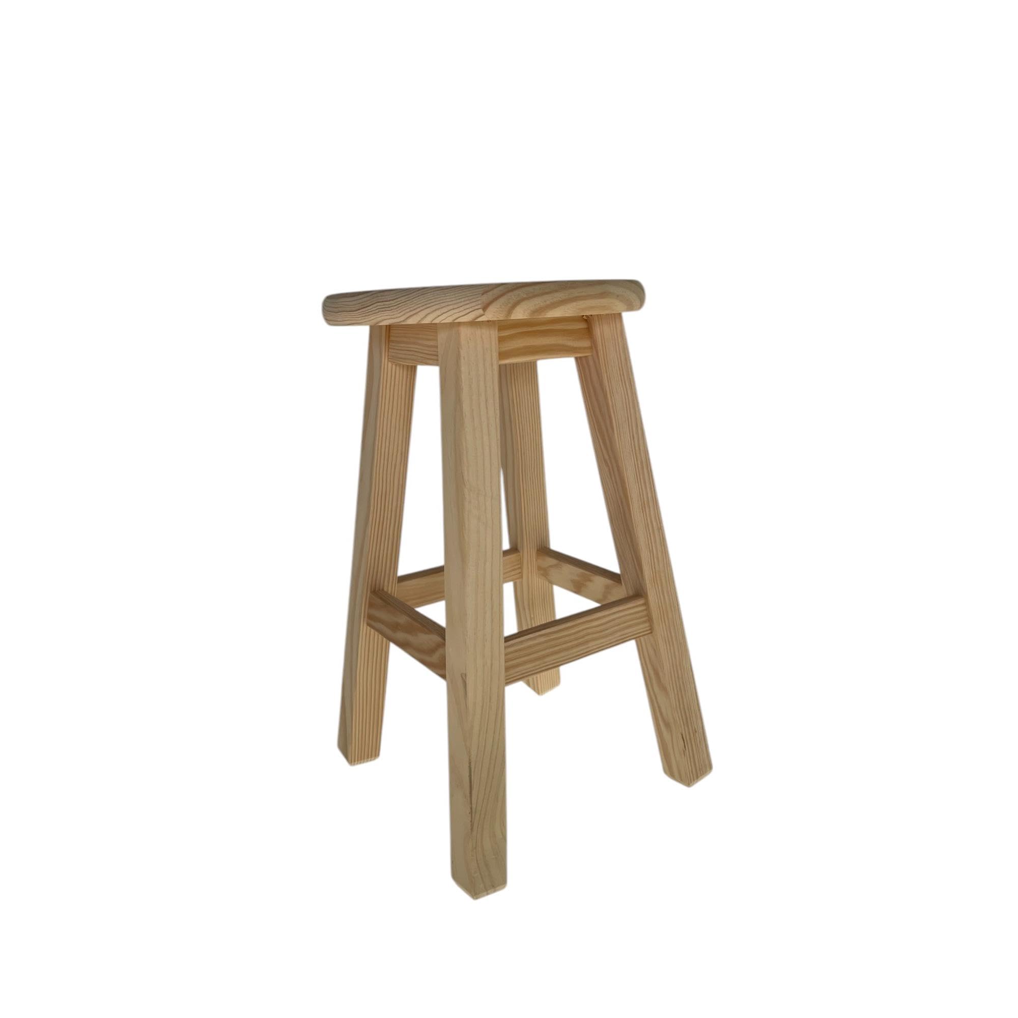 Tabouret carré en Bois Massif de Couleur Naturelle 31 x 31 x 50 cm