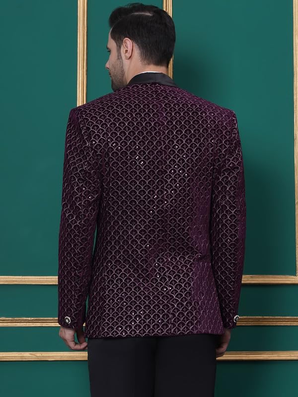 Image of FAVOROSKI Wedding Sequence Blazer Suit for Men | Embroidered Velvet Blazer | Relaxed Fit Blazer for Men Wedding Party | Ethnic Wear Blazer for Men | Blazer Suit for Men | Festive Blazers for Men