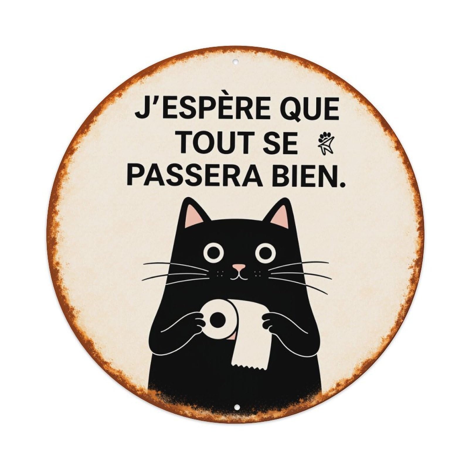 Black Cat Holding Toilet Paper Metal Tin Sign Plaque