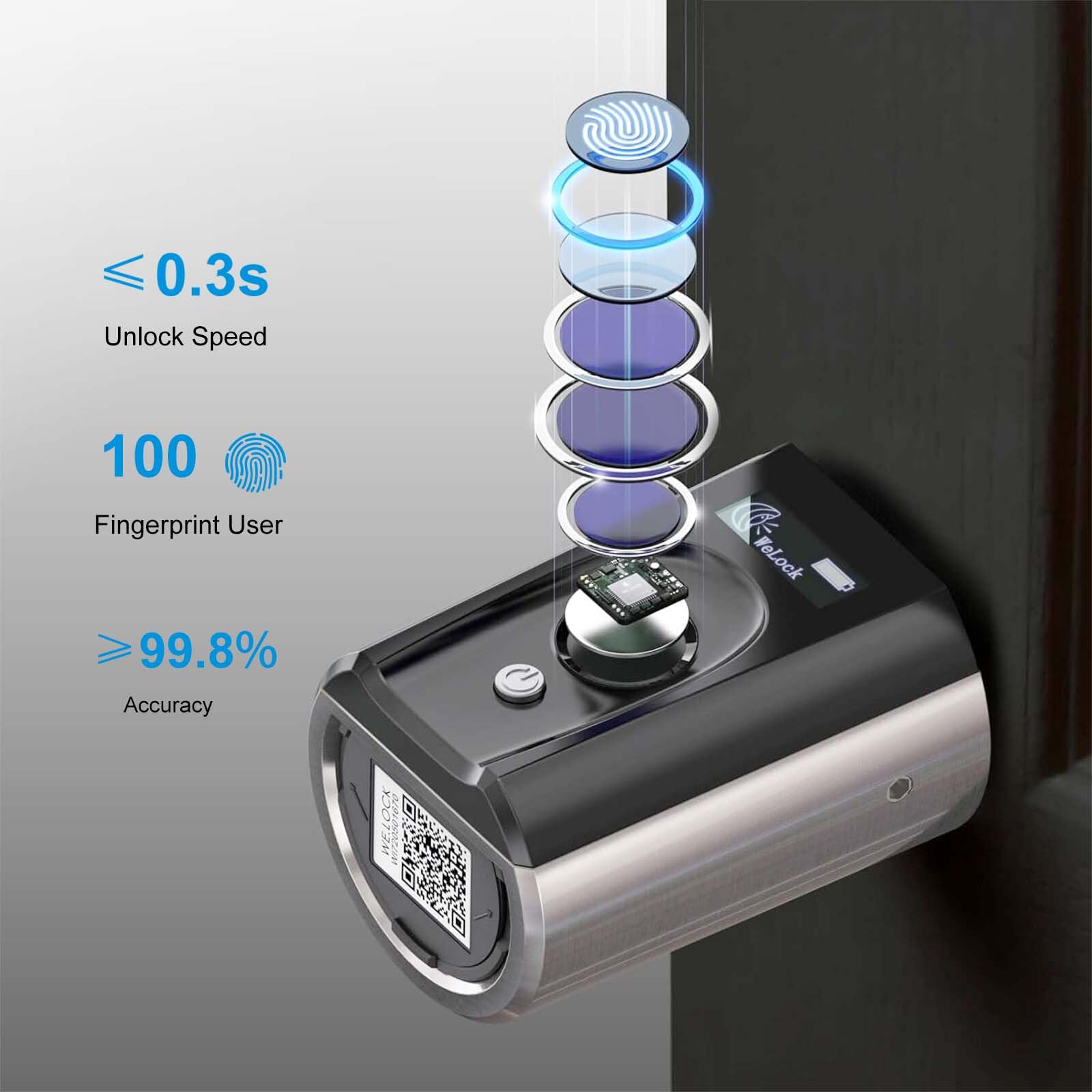 WELOCK Touch41 Fingerprint Door Lock,5-in-1 Smart Euro Cylinder,RFID Card & Bluetooth Electronic Door Lock,Alexa Compatible,IP65 Keyless Security Smart Lock,Fit for 50-100mm Home Door - Image 3