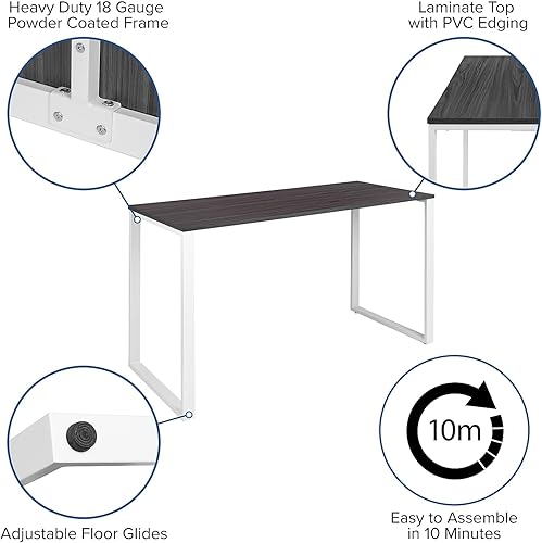 Miniatura 81 de Flash Furniture escritorio para computadora Nogal rústico,Negro,Blanco,Arce,Mahogany,Gris (rustic gray),Nogal,https://www.amazon.com/dp/undefined