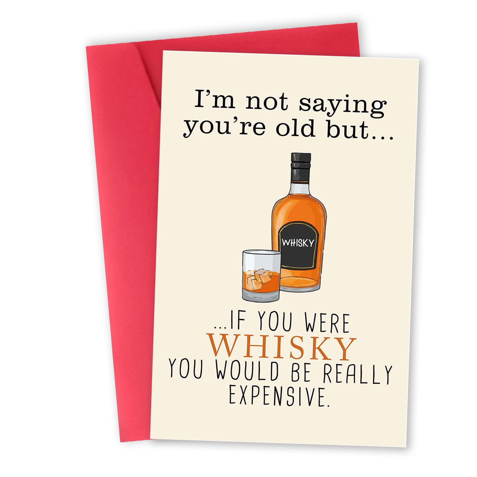 Zyulin Funny Whiskey Birthday Card for Husband Older, 30th 40th 50th 60th 70th 80th 90th Birthday Card Gifts for Men Him, I'm Not Saying You're Old,