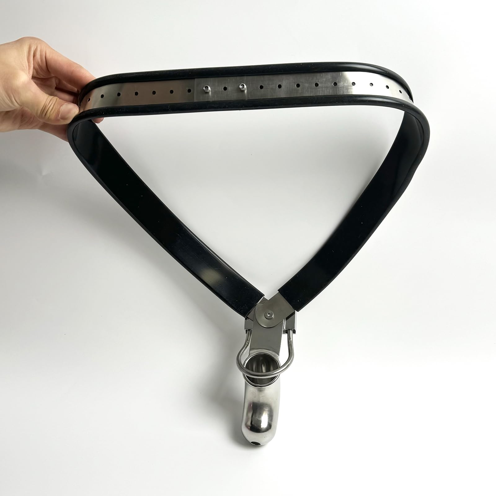 Ceinture de chasteté réglable en acier inoxydable Hommes noire 90-120cm YILUQIFLY Cage Fétichiste BDSM