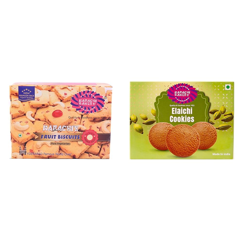 Karachi Fruit Biscuit - Premium, 400 g Karachi Bakery Elaichi Cookies,400gm