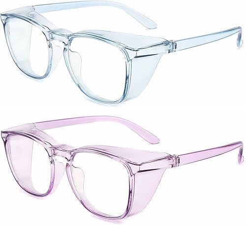 Miniatura 2 de Gafas de seguridad antiniebla, gafas protectoras con bloqueo de luz azul, antipolvo, protección UV, para hombres y mujeres (paquete de 2 (azul cielo