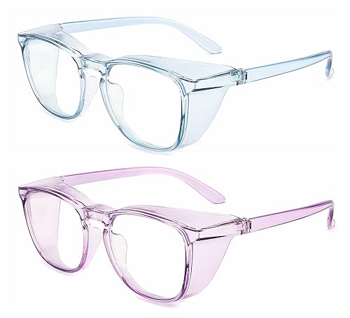 Miniatura 2 de Gafas de seguridad antiniebla, gafas protectoras con bloqueo de luz azul, antipolvo, protección UV, para hombres y mujeres (paquete de 2 (azul cielo