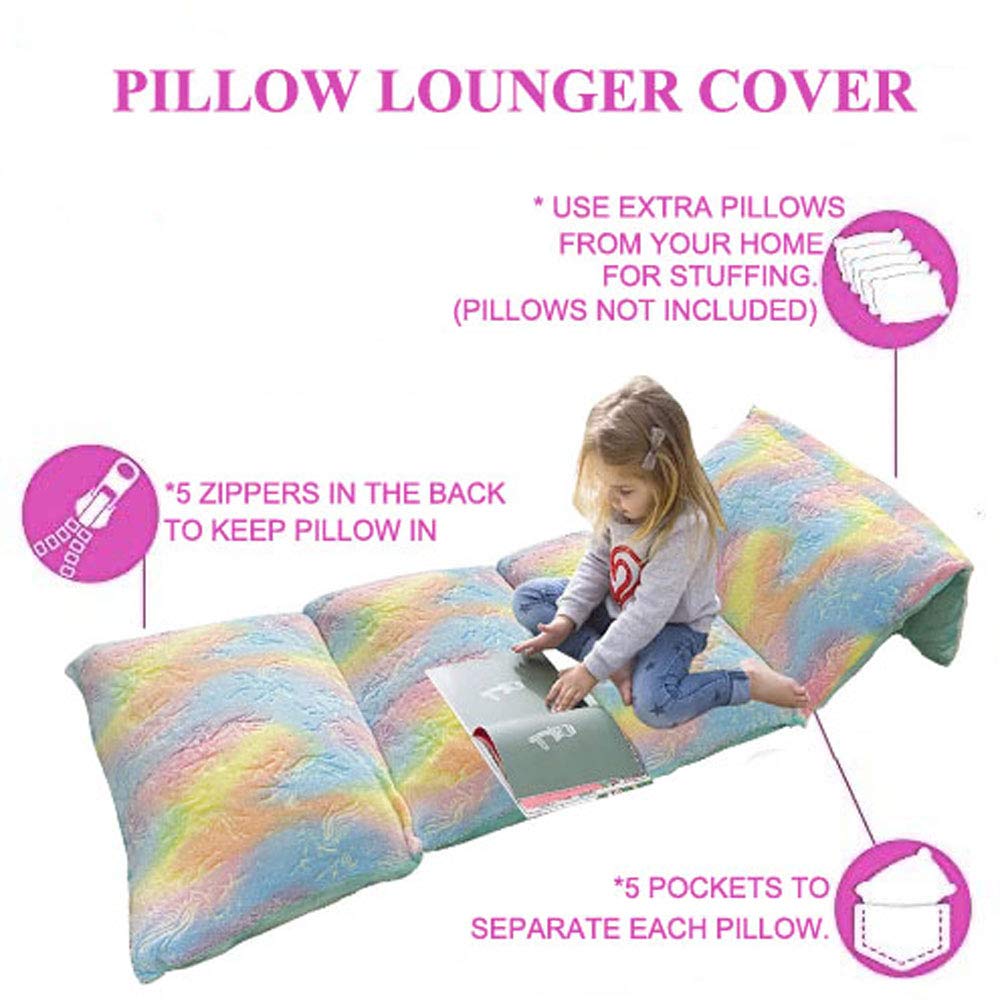 Glow In The Dark Pillow Bed Lounger Cover - Portable Floor Mat For Sleepovers, Travel & Play (Gray)