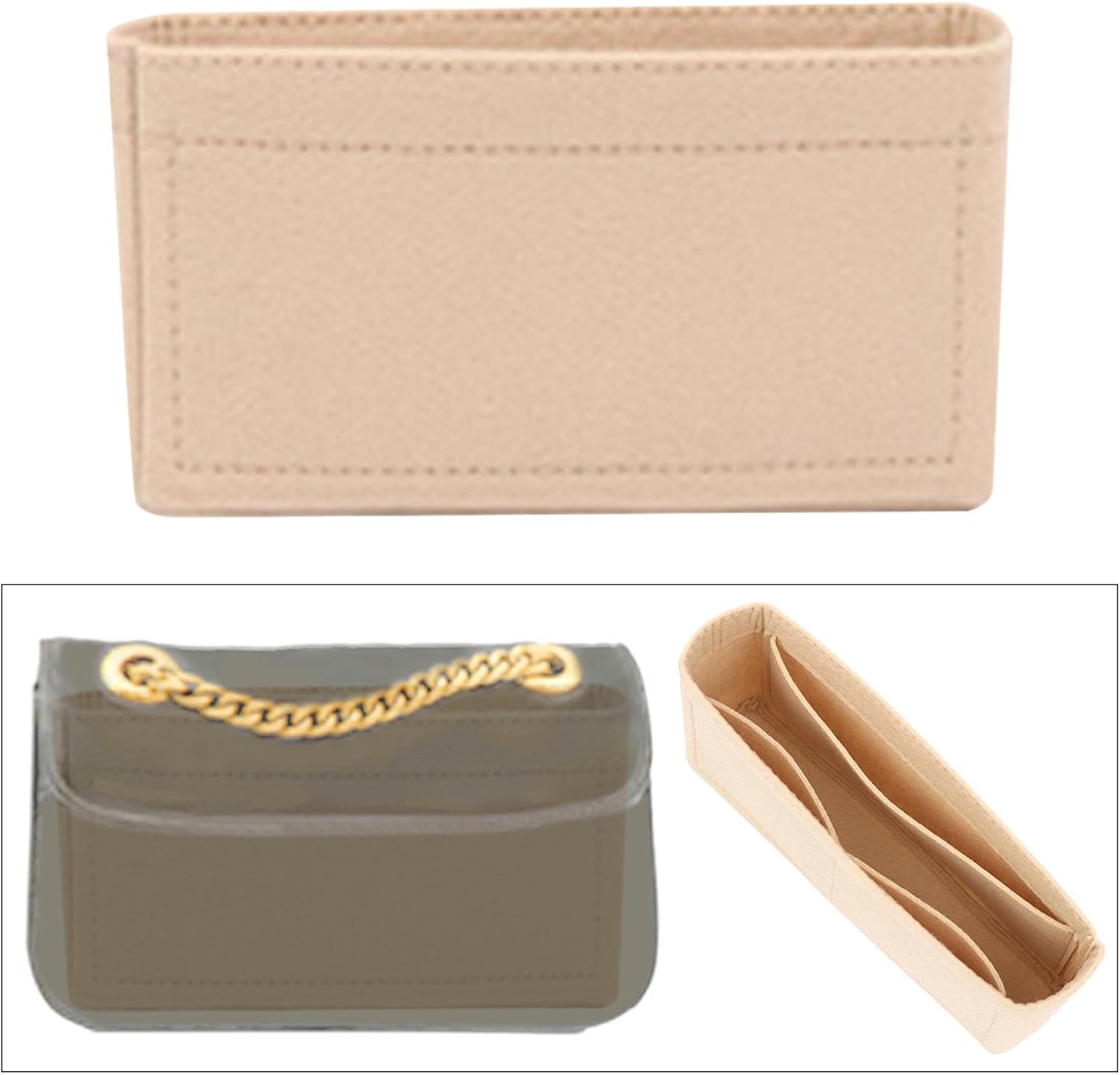Pocket Organizer Insert Rectangular Storage Case Make Up Organizer Luggage Detachable Convenient Key Pouch with Compartments K, XS image 4