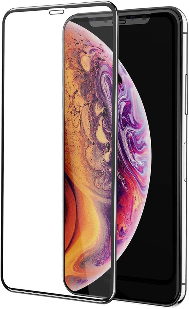 Tingtong Full Glue, Full Coverage Edge-to-Edge 5D/6D/11D Tempered Glass Screen Protector for Apple iPhone Xs Max, Apple iPhone 11 Pro Max (6.5") (Black)
