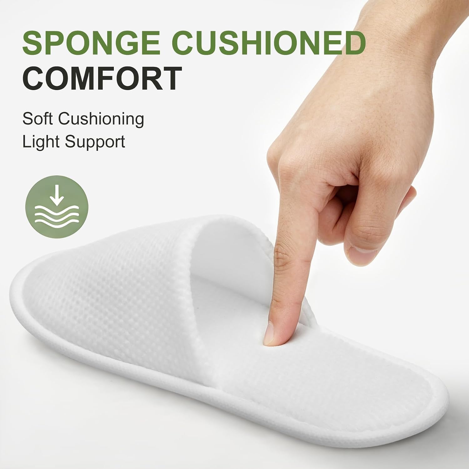 Disposable Slippers for Guests, 10 Pairs Bulk Spa Slippers for Hotel, Travel & Party Non-Woven with Recycled Sugarcane Sole, Lightweight Unisex