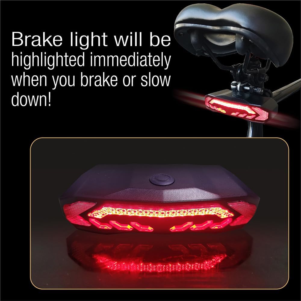 TKMARS Luz Trasera de Bicicleta, Luces para Bicicletas USB Recargable, Impermeable, Advertencia, 6 Modos, Luz Trasera