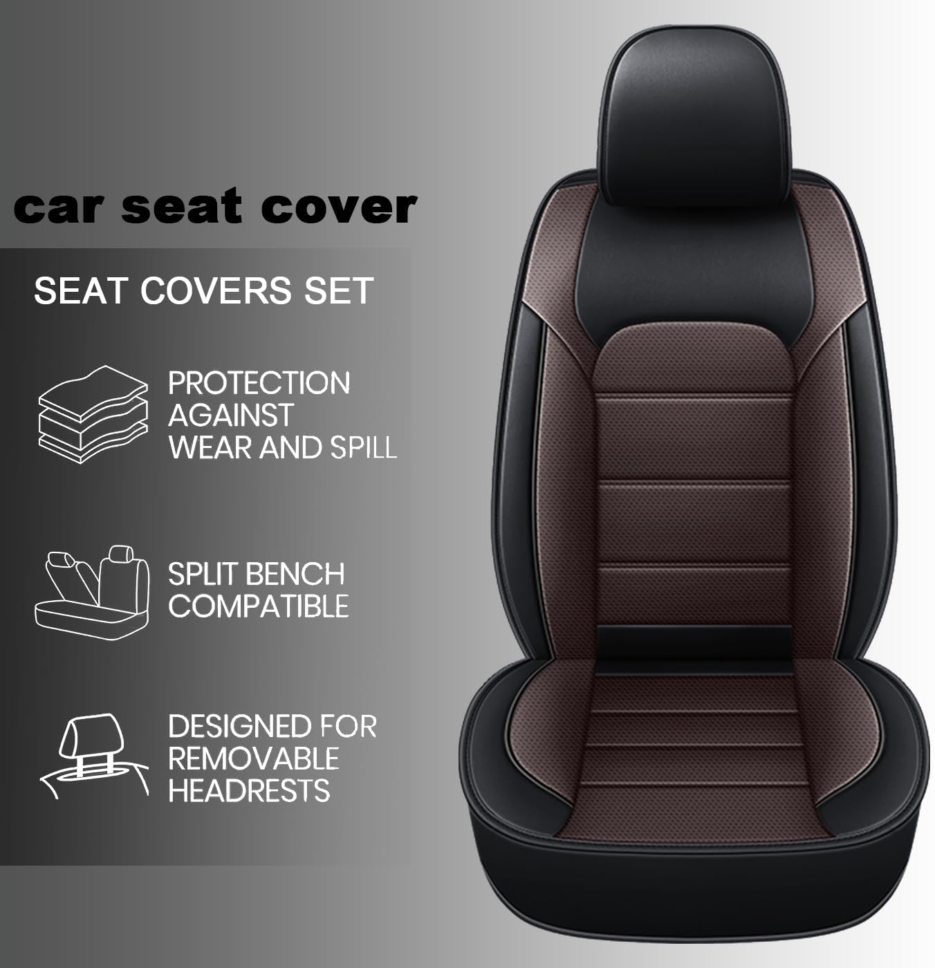 Leather Car Seat Covers Fit for Mercedes-Benz GLE 350 2017-2026,5 Seat Car Seat Cover,Waterproof Anti-Slip Leather Seat Cover,Durable Automotive Interior Accessories(Full Set,Brown)