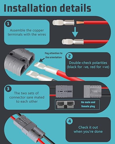 Miniatura 5 de Dent-de-lion Conector de batería de 600 V 50 A 50 Amp Conector de enchufe de conexión rápida para coche, furgoneta, motocicleta, 10 unidades