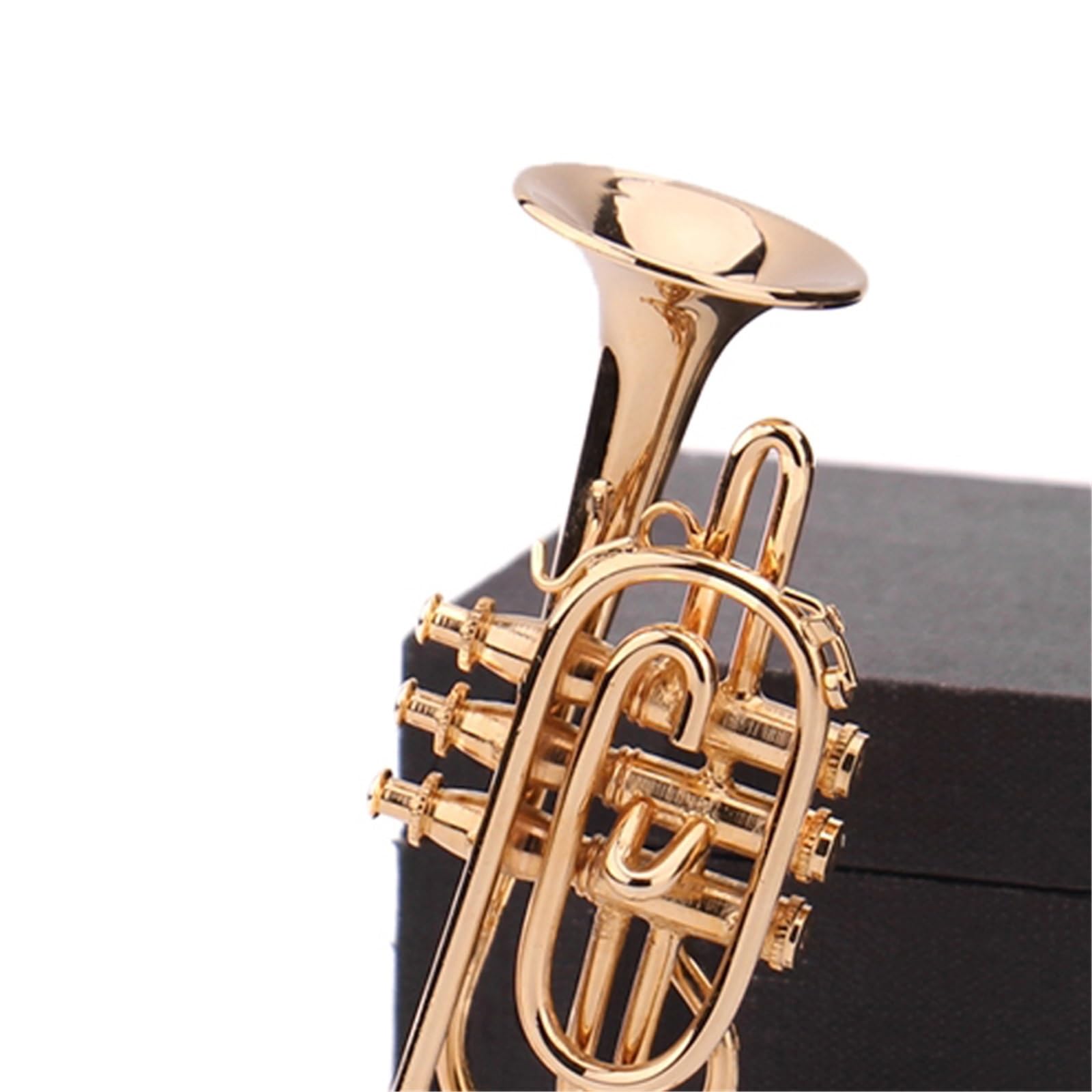 Miniaturowe ozdoby do instrumentów muzycznych Miniaturowy Model Kornetu Ozdoba Do Domu Platerowana Mosiądzem(D 7cm short)