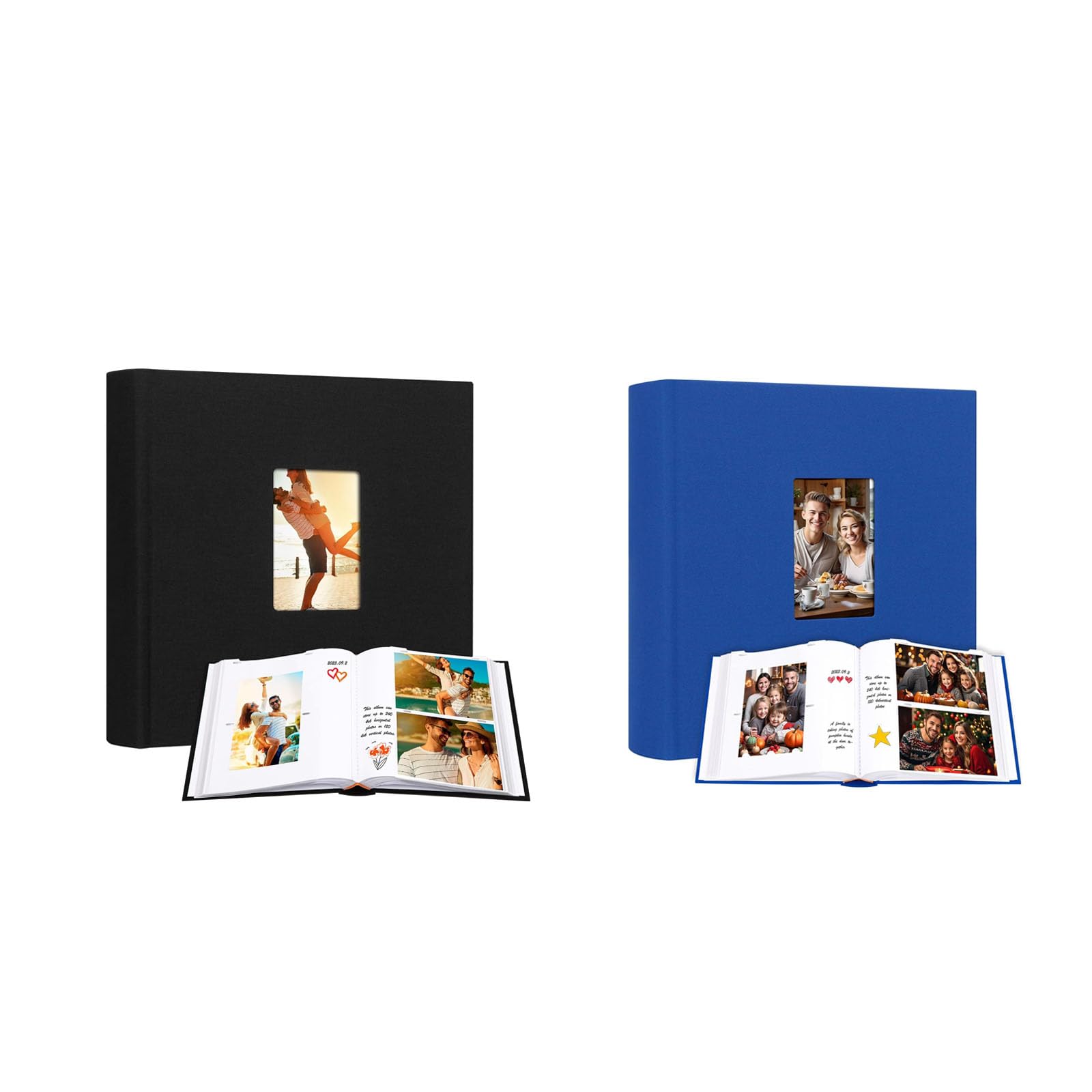 2Pack Photo Album 4x6 240 Photos with Writing Space, 4x6 Photo Album Linen Cover with Front Window, 240 Photos Horizontal and Vertical 4x6 Photo Album Book for Wedding Kids Travel Family Baby Pictures