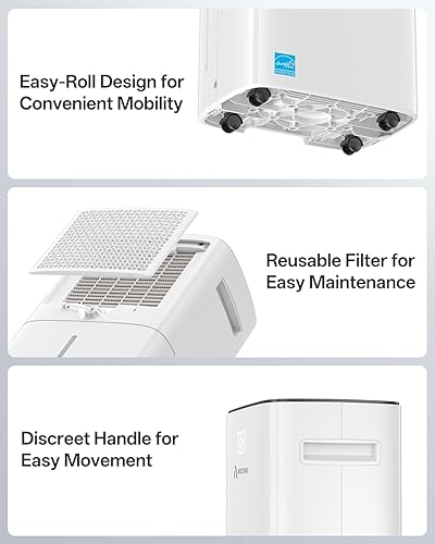 Miniatura 8 de Deshumidificador para sótano, deshumidificadores de 52 pintas para dormitorio, baño, habitación grande, hogar, 4500 pies cuadrados deshumidificador