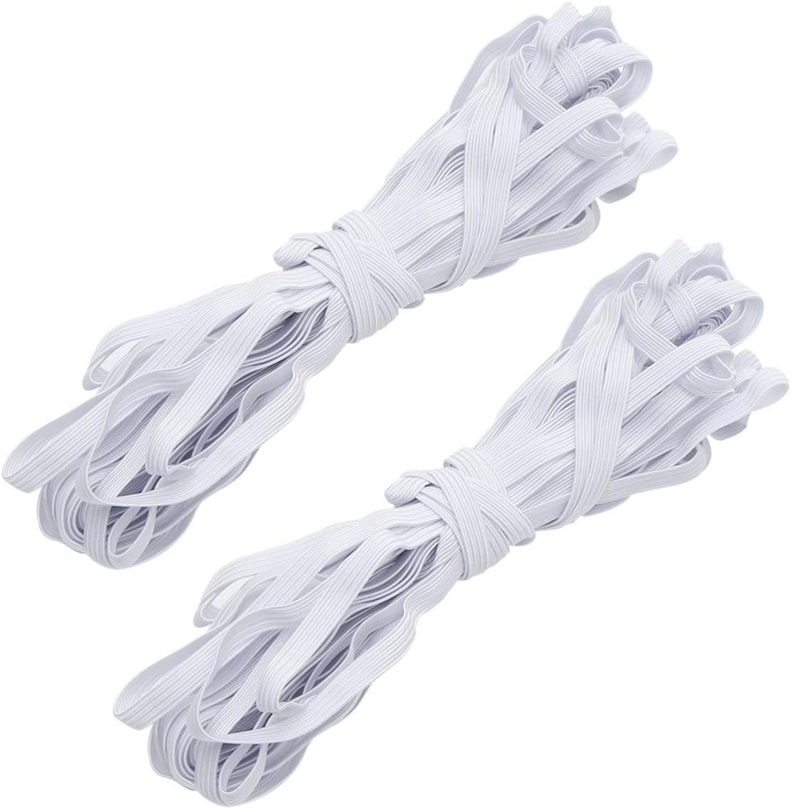 Gadpiparty 2 Rolls Elastic Bands for Sewing 6mm White Polyester Elastic Yarn with Good Elasticity and Breathable Features, for DIY Projects, Skirts, and Sportswear
