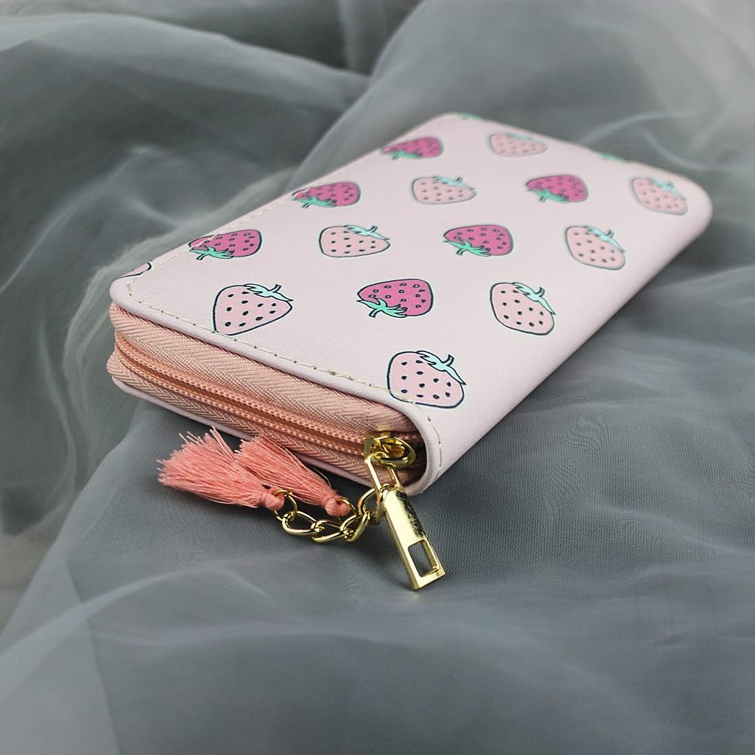 Timlee Cute Rainbow Unicorn Long Wallets Long Purse (Strawberry)