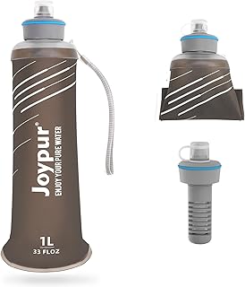 1 L Wasserfliter Outdoor Survival Camping Trinkflasche mit Filter Faltbar für Outdoor Aktivitäten (Grau)