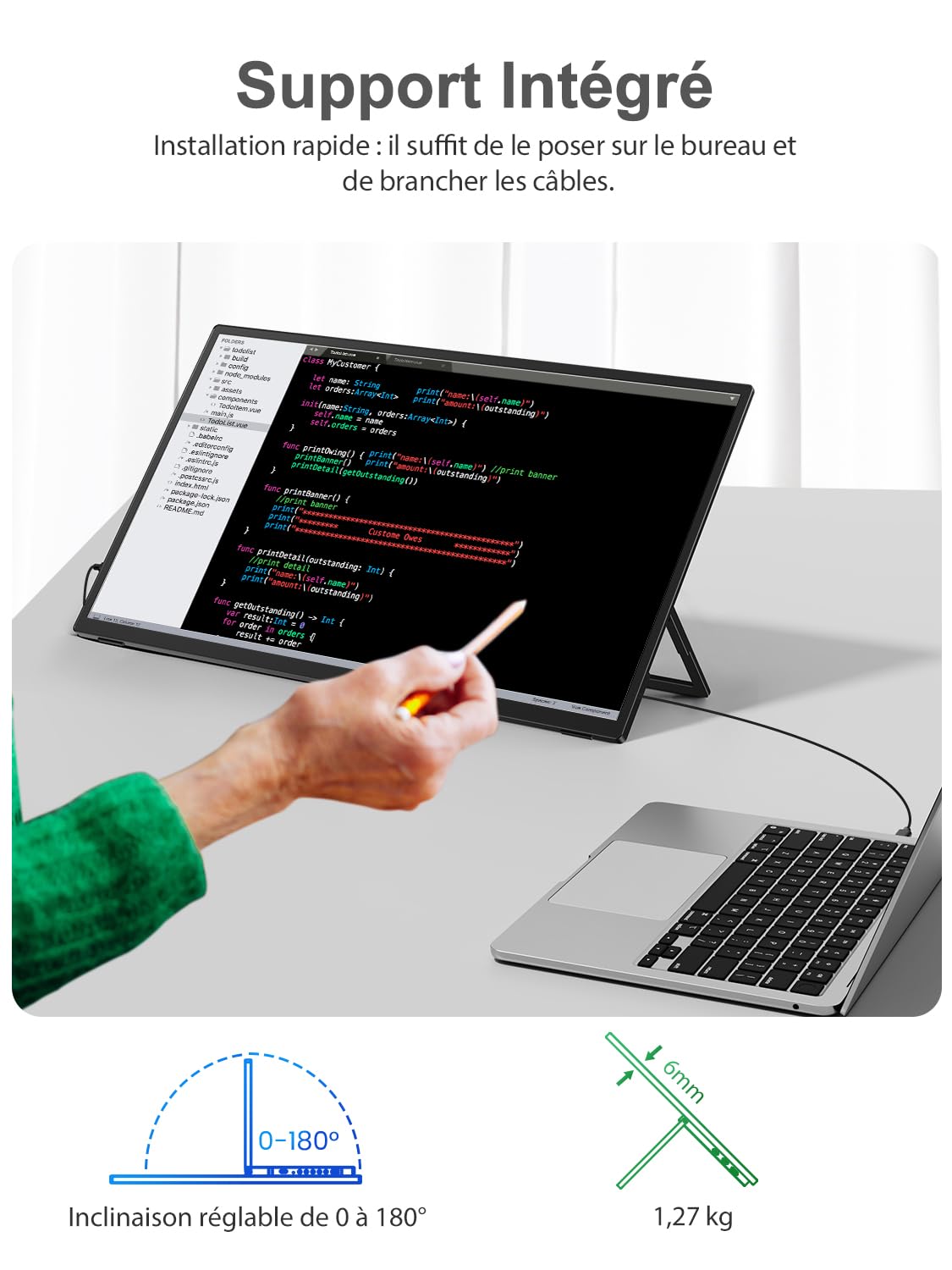 UPERFECT 18,5 Pouces 120Hz Tactile Écran Portable, Full HD 1080P 100% sRGB