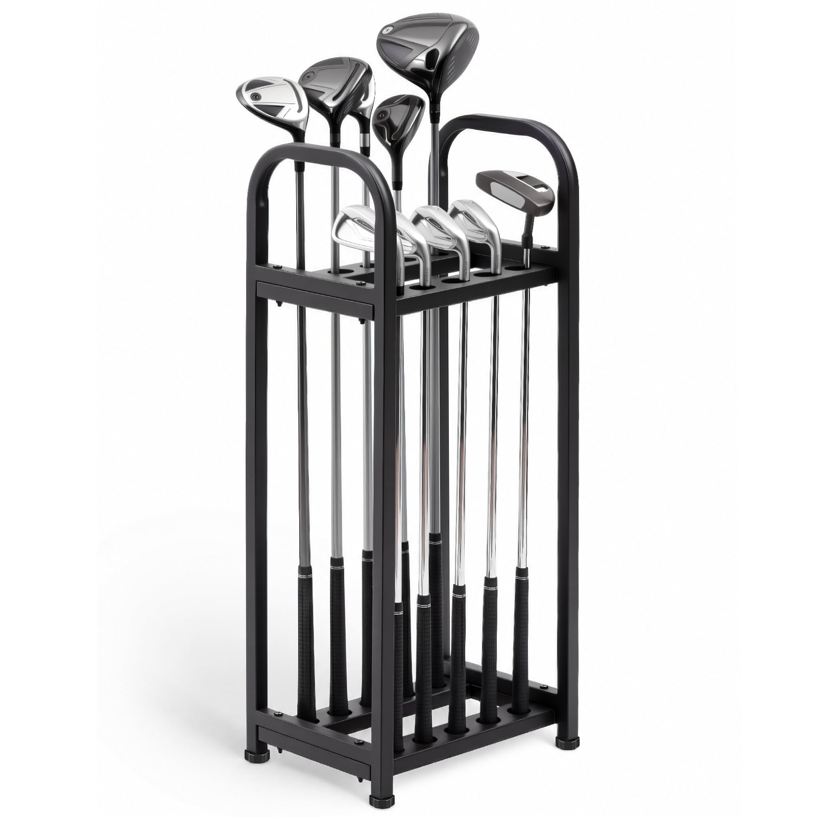 Hicarer Golf Club Holder Metal Golf Club Organizer Stand Rack Putter Stand Display for Indoor and Outdoor Use Home, Black (10 Hole,13.2 x 10.2 x 31.5 Inch) — image 1