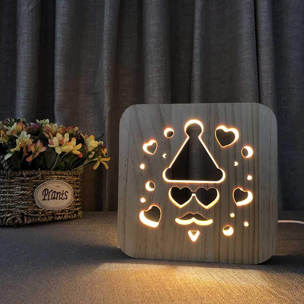 Lampe en bois créative pour table de chevet douce