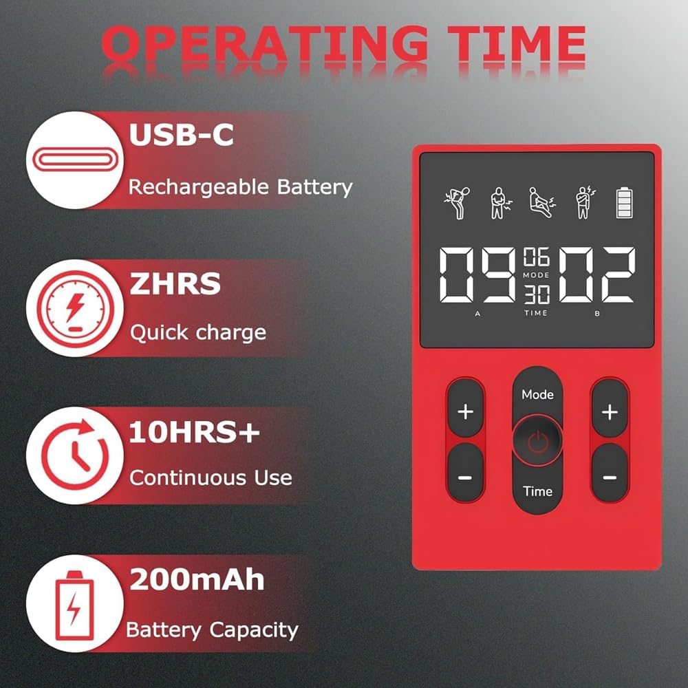 Electroestimulador Muscular, TENS/EMS de Masaje Terapia Maquina, 2 Canales | 12 Modos + 36 Niveles de Intensidad | 16 Electrodos, para Aliviar el Dolor Muscular y Fortalecer los Músculo