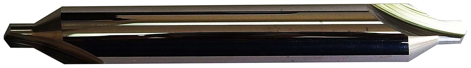 31692 Micro Grain Solid Carbide Combined Drill Bit and Countersink, Uncoated (Bright) Finish, Round Shank, Through-Hole Flute, 60 Degrees Point, #8 Size, 6" Length (Pack of 1)