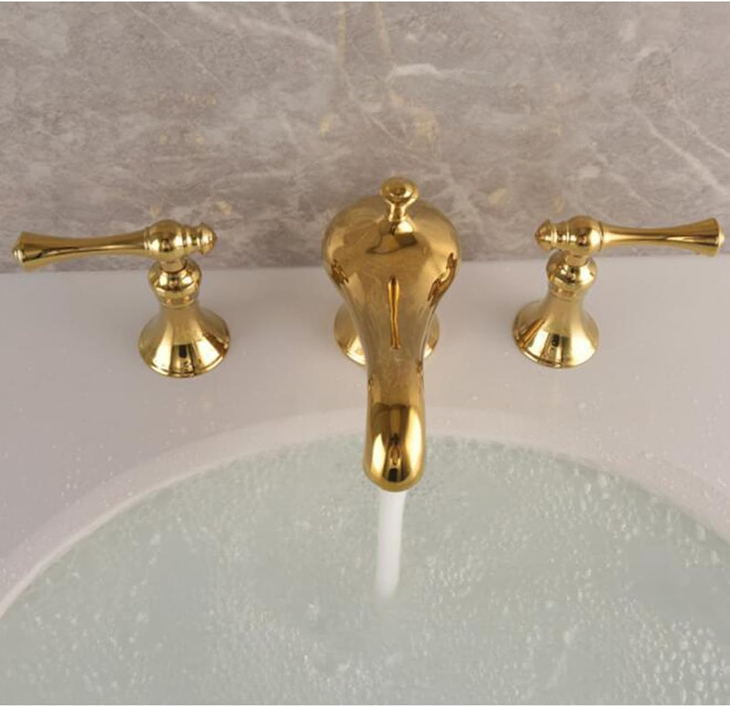 Basin Mixer Faucet 3 Hole Bathroom Sink Faucets Gold Bathroom Faucet Antique Brass Faucets for Bathroom Basin-Gold