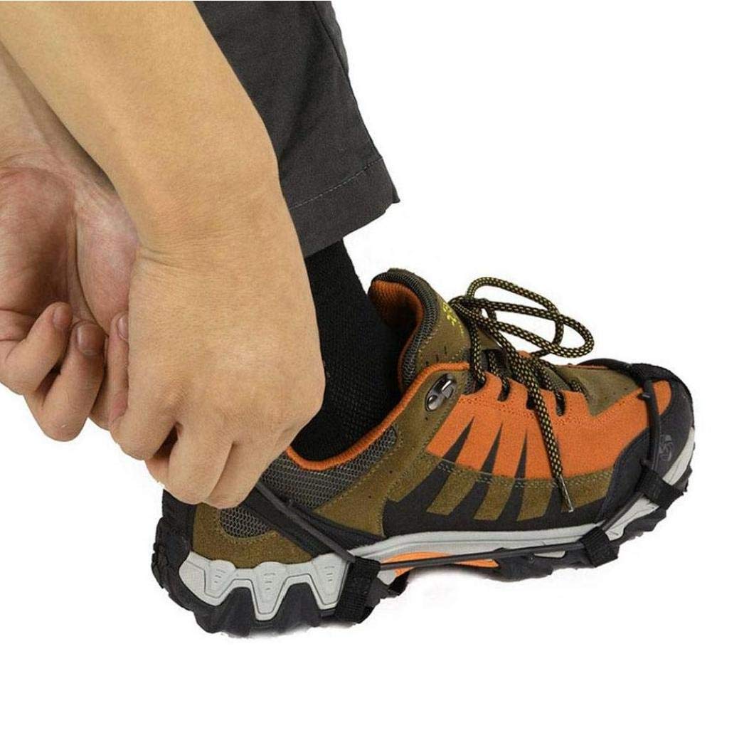 Crampons de Botte de Chaussure Crampons de Traction de Neige Chaussure Crampons antidérapants de Neige 24 Dents Couvre-Chaussures Noir 1 Paire Taille M
