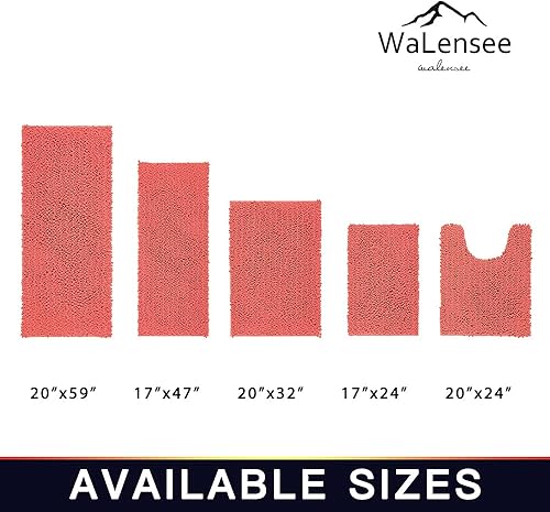 Miniatura 2 de Walensee Alfombra de contorno de baño antideslizante para inodoro en forma de U (20 x 24 pulgadas, coral) absorbente de agua, súper suave, lanuda de