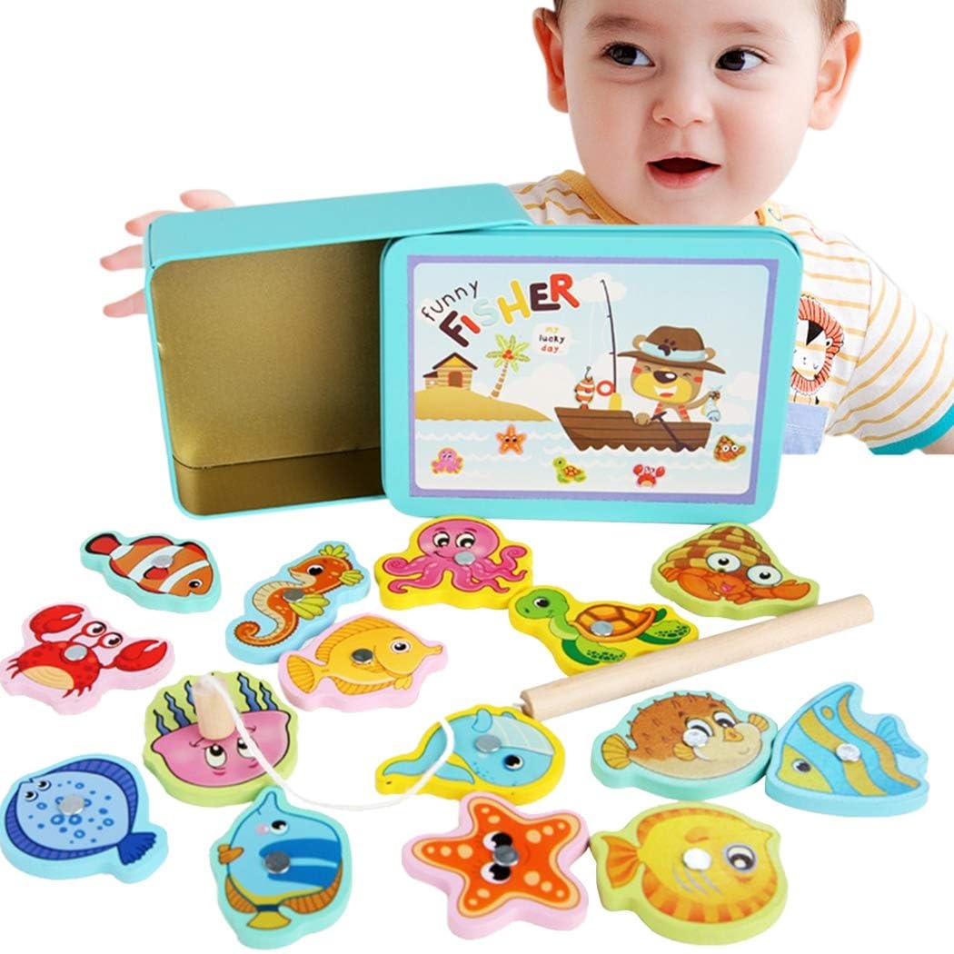 Toys Nagar Baby Fishing Toy, Magnetic Fishing Game Delicate Vivid Wooden Fish Baby Fishing Toy with Metal Box Gift for Kids 3+ (B0D9SQLM1S) Amazon Price History, Amazon Price Tracker