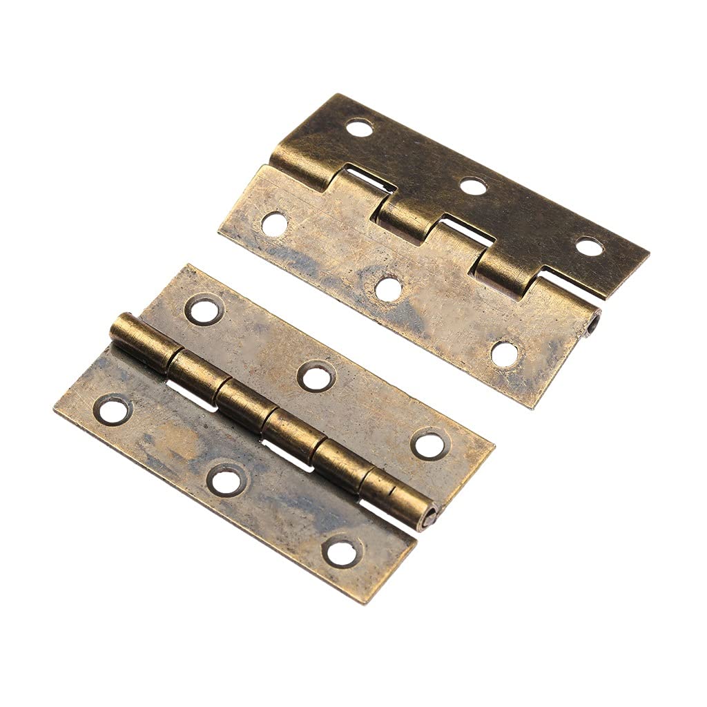 Nvsfzgiyg One Color 2Pcs Bronze Furniture Cabinet Drawer Door Butt Hinge Antique Decorative Hinges For Jewelry Wooden Box Hardware 50X28mm
