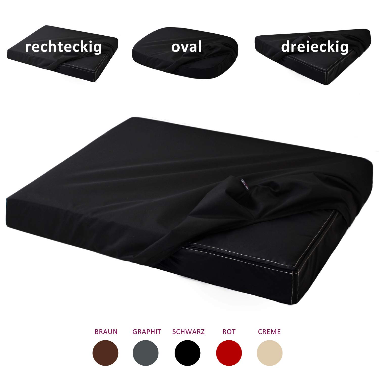 tierlando® Quick-Cover Carlos Basic Matratzenschoner für Hundebett und Hundematratze aus Polyester – rechteckiger, waschbarer Spannbettlakenbezug Größe: 120x90cm | Farbe: 03 Schwarz
