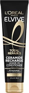 L'Oreal Paris Elvive Total Repair 5 Protein Recharge Leave-In Conditioner & Heat Protectant, 5.1 oz – Strengthens & Smooths Damaged Hair