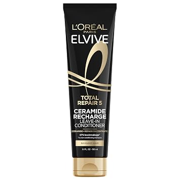 L'Oreal Paris Elvive Total Repair 5 Protein Recharge Leave In Conditioner Treatment and Heat Protectant, 5.1 Ounce
