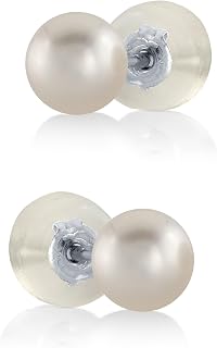 The Pearl Source Real White Akoya Pearl Stud Earrings for Women, AAA Grade Genuine Cultured Akoya Pearls, Natural Pearl Jewelry, Classic Fine Jewelry Gift for Women