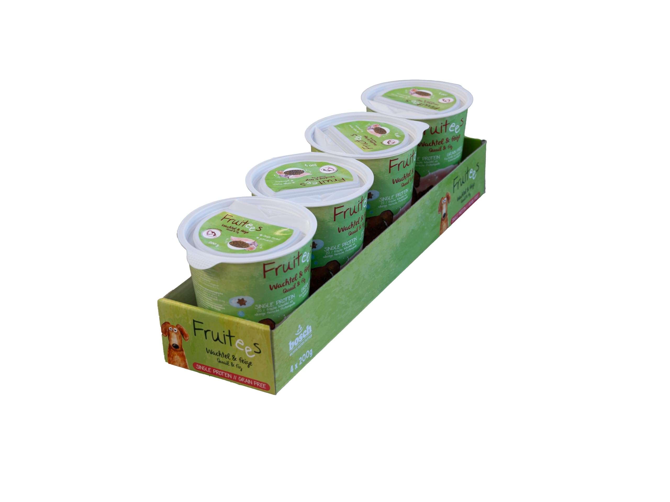 Bosch Finest Snack Concept Fruitees Frische Wachtel und Feige Ohne Getreide| softe Hundeleckerli für Training oder als Snack, herzhafte fleischige Leckerlies für alle Hunde| 4 X 200 G